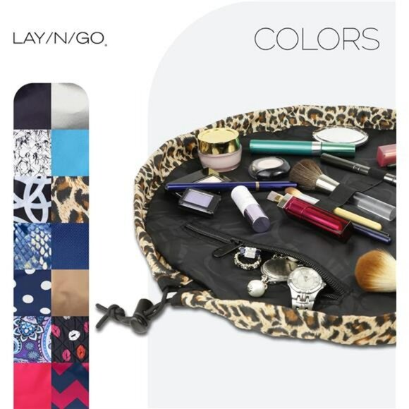 Leopard print makeup bag travel cosmetic bag toiletry organizer drawstring pouch - Picture 6 of 7